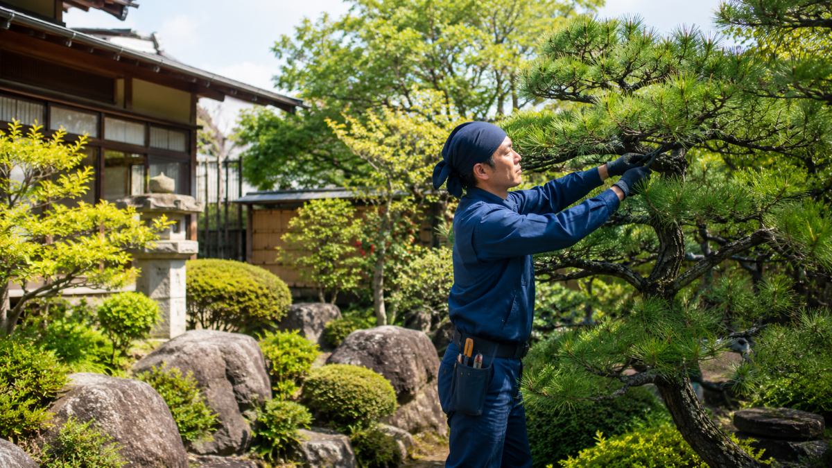 庭全体のバランスを見ながら作業します